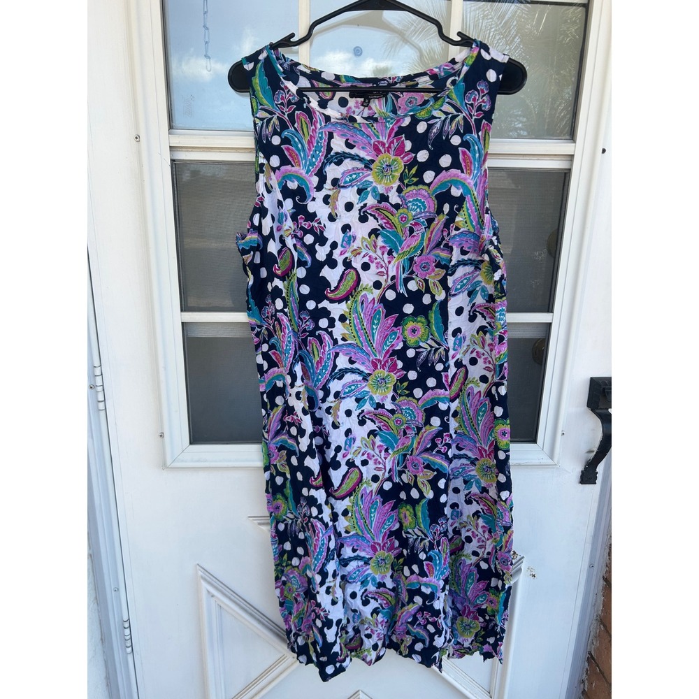 Liv by Habitat Clothes Navy Polka Dot Paisley Floral Crinkle Shift Dress M